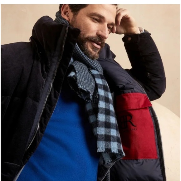 Banana Republic MENS SMALL Corduroy Puffer Coat Jacket Down Navy - Picture 3 of 14